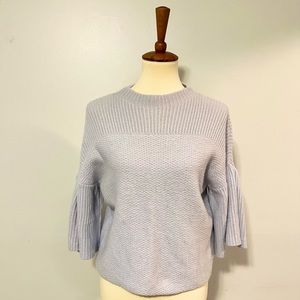 Neiman Marcus Cashmere Short-Sleeved Baby Blue Bell Sleeved Sweater